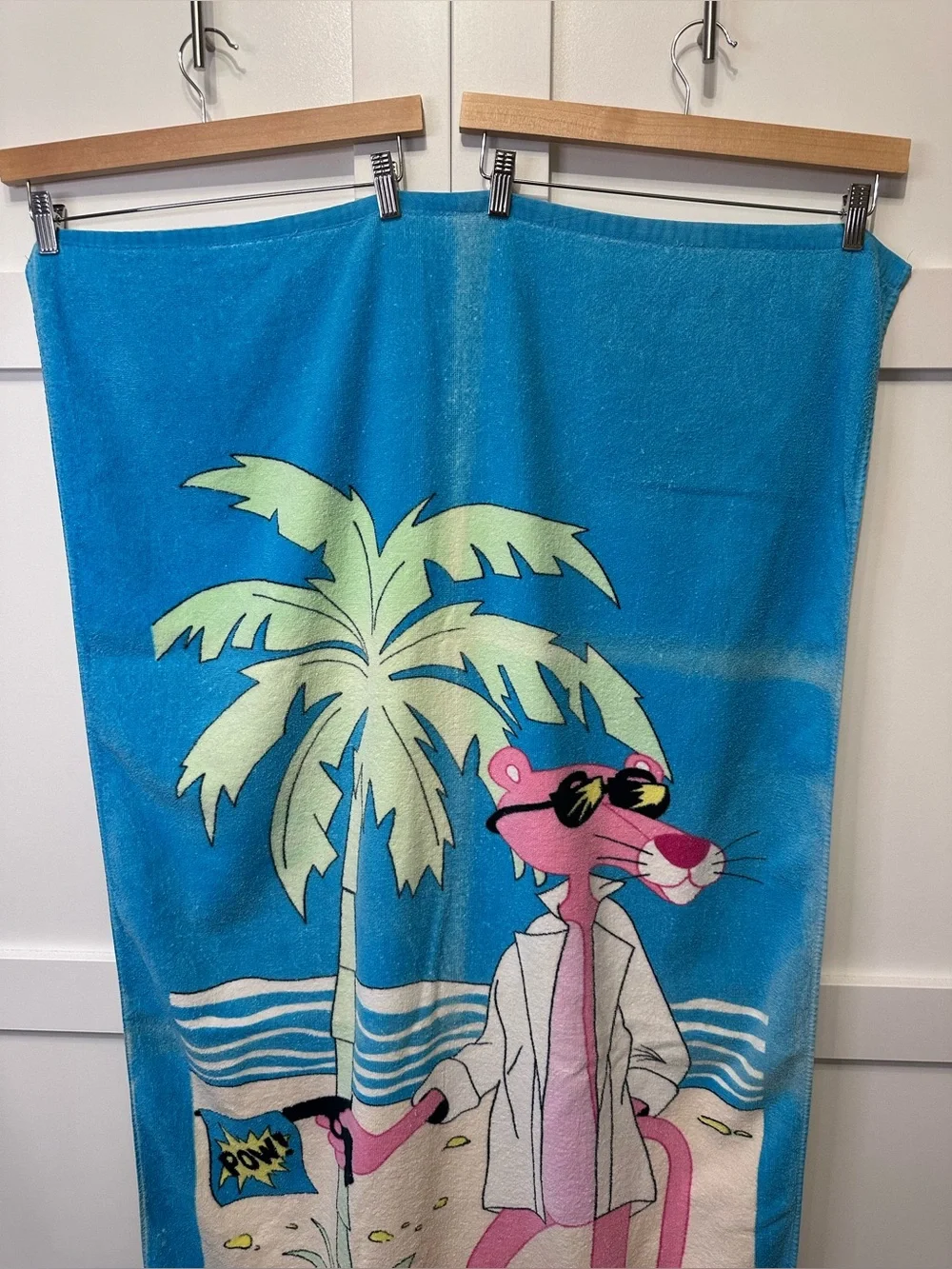 (Lot of 2) 80s Looney Tunes Beach Towels Pink Panther Pow Tweety Bird Sylvester